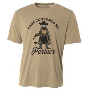 Rage Consumes Me Partner Funny Western Cowboy Cat Cooling Performance Crew T-Shirt