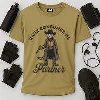 Rage Consumes Me Partner Funny Western Cowboy Cat Cooling Performance Crew T-Shirt