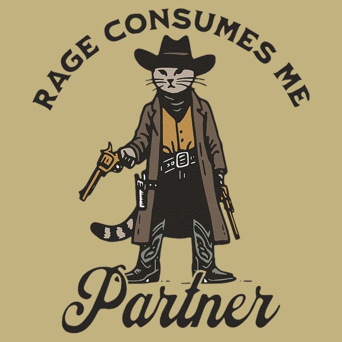 Rage Consumes Me Partner Funny Western Cowboy Cat Cooling Performance Crew T-Shirt