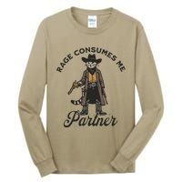 Rage Consumes Me Partner Funny Western Cowboy Cat Tall Long Sleeve T-Shirt