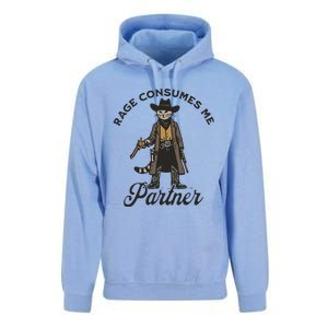 Rage Consumes Me Partner Funny Western Cowboy Cat Unisex Surf Hoodie