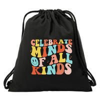 Retro Celebrate Minds Of All Kinds Drawstring Bag