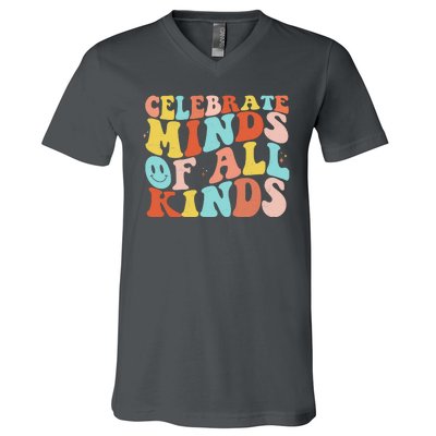 Retro Celebrate Minds Of All Kinds V-Neck T-Shirt