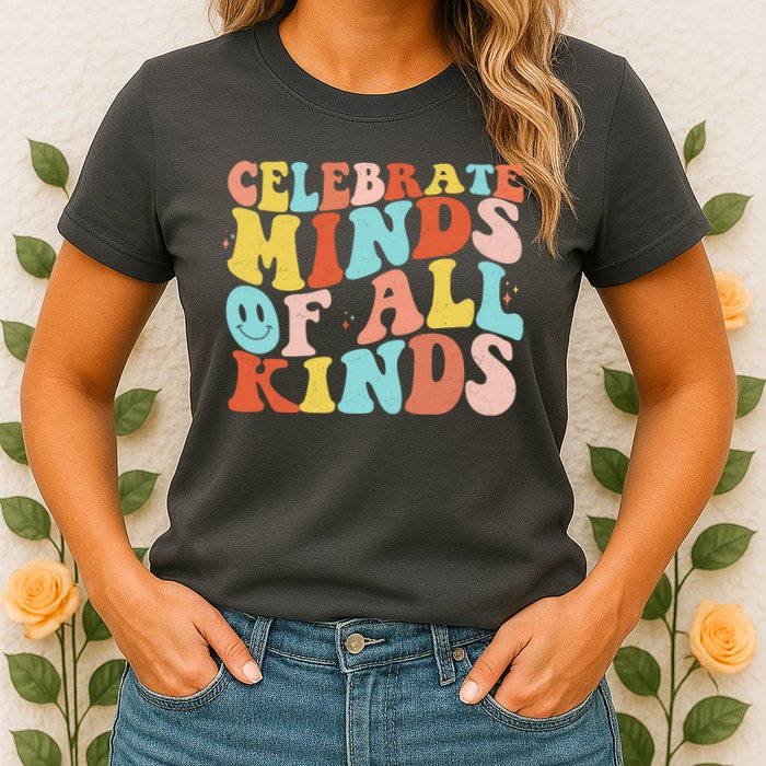 Retro Celebrate Minds Of All Kinds Womens T-Shirt