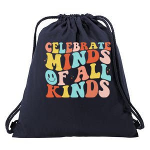 Retro Celebrate Minds Of All Kinds Drawstring Bag