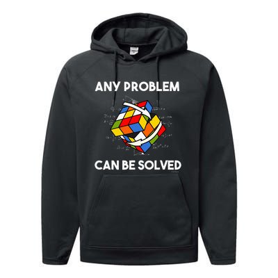 Rubik's Cube Magic Cube Retro Rubi Vintage Nerd Performance Fleece Hoodie