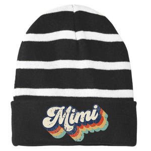 Retro Cute Mimi for Grandma Best Mimi Ever Mother's Day Striped Beanie with Solid Band