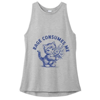 Rage Consumes Me Cat Flower Cute Kitty Cat Meme Ladies PosiCharge Tri-Blend Wicking Tank