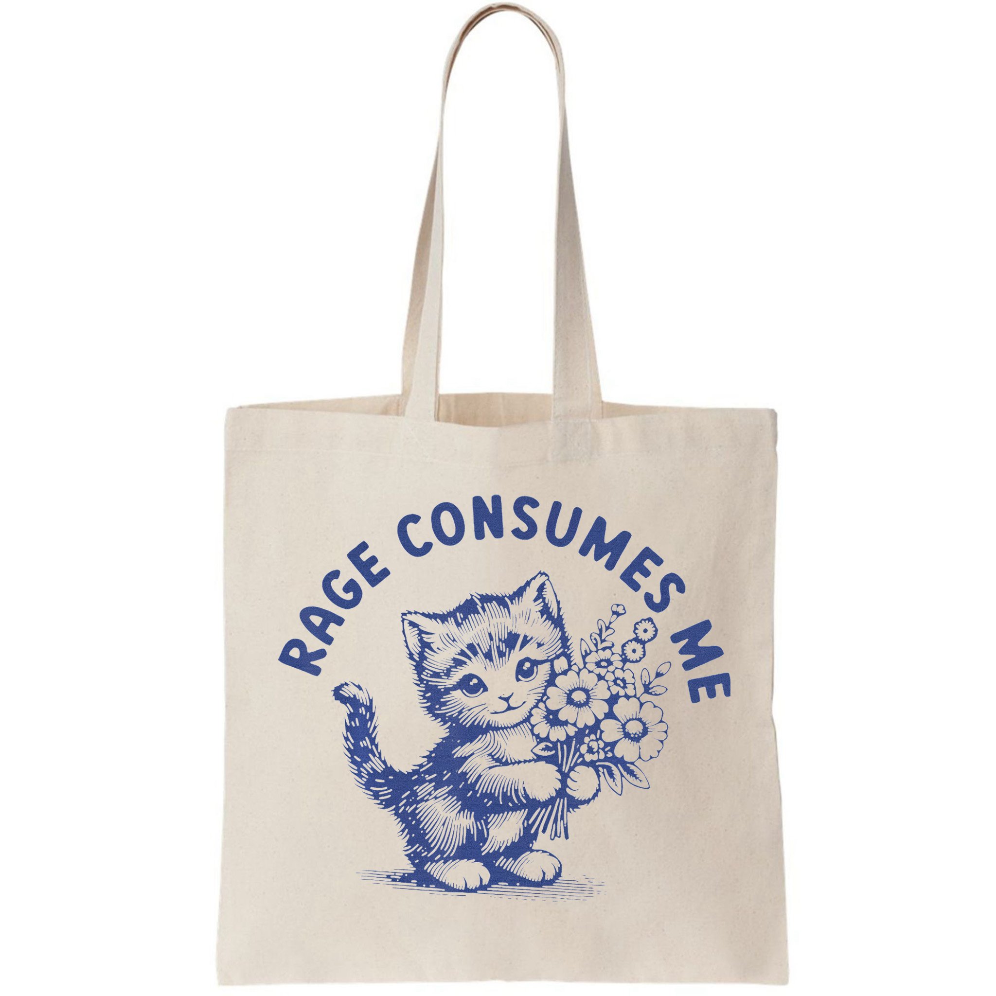 Rage Consumes Me Cat Flower Cute Kitty Cat Meme Bag
