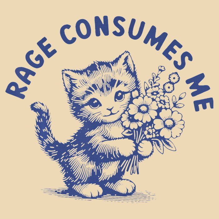 Rage Consumes Me Cat Flower Cute Kitty Cat Meme Bag