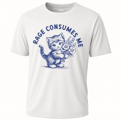 Rage Consumes Me Cat Flower Cute Kitty Cat Meme Cooling Performance Crew T-Shirt