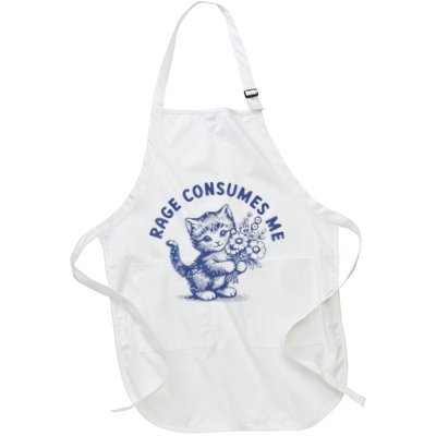 Rage Consumes Me Cat Flower Cute Kitty Cat Meme Apron