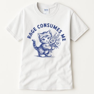 Rage Consumes Me Cat Flower Cute Kitty Cat Meme Tall T-Shirt