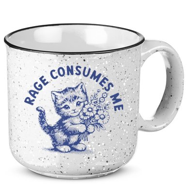 Rage Consumes Me Cat Flower Cute Kitty Cat Meme 15oz Campfire Ceramic Mug