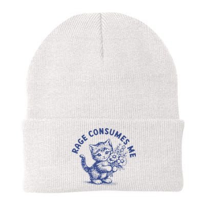 Rage Consumes Me Cat Flower Cute Kitty Cat Meme Beanie
