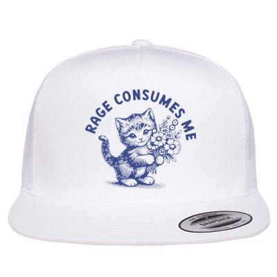 Rage Consumes Me Cat Flower Cute Kitty Cat Meme Flat Bill Trucker Hat