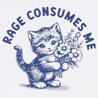 Rage Consumes Me Cat Flower Cute Kitty Cat Meme Flat Bill Trucker Hat