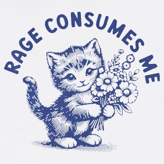 Rage Consumes Me Cat Flower Cute Kitty Cat Meme Flat Bill Trucker Hat