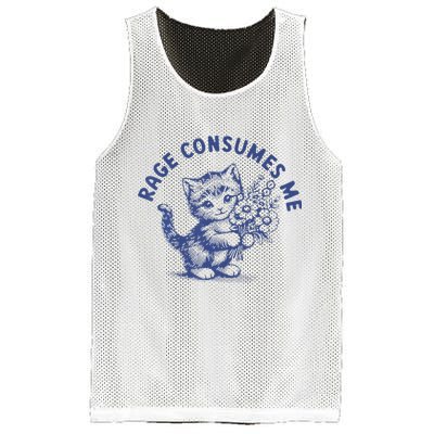 Rage Consumes Me Cat Flower Cute Kitty Cat Meme Mesh Reversible Basketball Jersey Tank