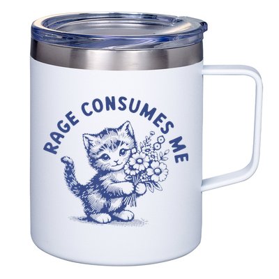 Rage Consumes Me Cat Flower Cute Kitty Cat Meme 12oz Stainless Steel Coffee Mug
