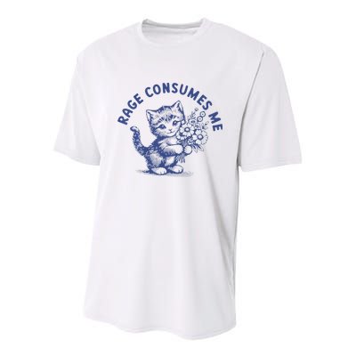 Rage Consumes Me Cat Flower Cute Kitty Cat Meme Youth Performance Sprint T-Shirt