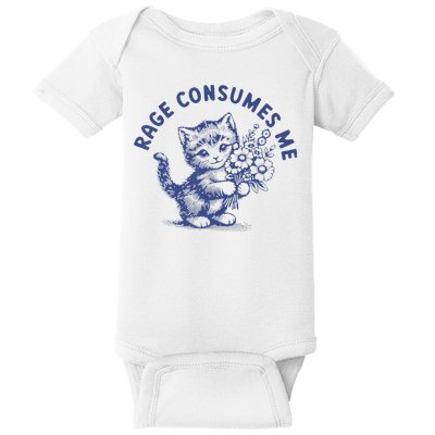 Rage Consumes Me Cat Flower Cute Kitty Cat Meme Baby Bodysuit
