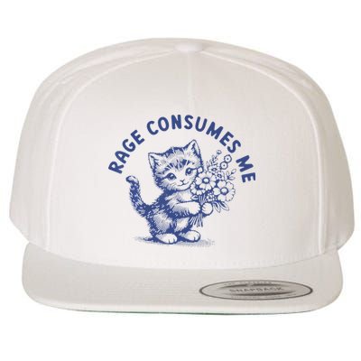 Rage Consumes Me Cat Flower Cute Kitty Cat Meme Wool Snapback Cap