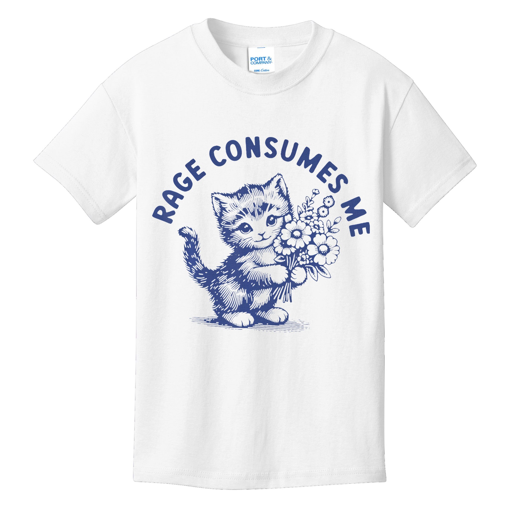 Rage Consumes Me Cat Flower Cute Kitty Cat Meme Kids T-Shirt
