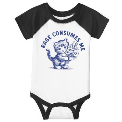 Rage Consumes Me Cat Flower Cute Kitty Cat Meme Infant Baby Jersey Bodysuit