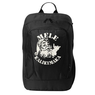 Retro Christmas Mele Kalikimaka Santa Claus Shaka Hawaii City Backpack