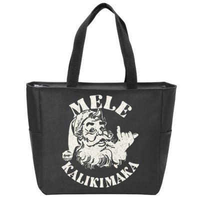 Retro Christmas Mele Kalikimaka Santa Claus Shaka Hawaii Zip Tote Bag