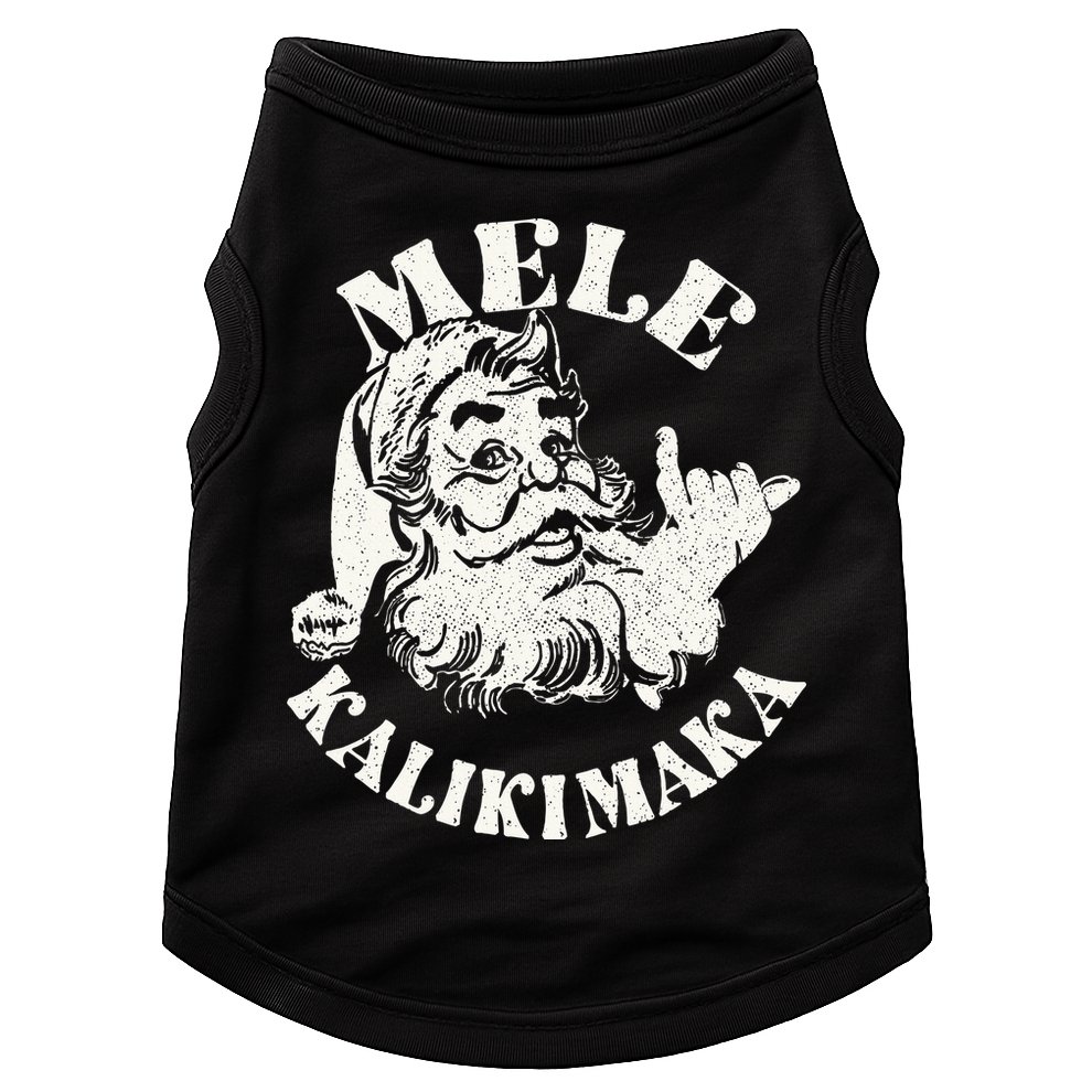 Retro Christmas Mele Kalikimaka Santa Claus Shaka Hawaii Doggie Tank
