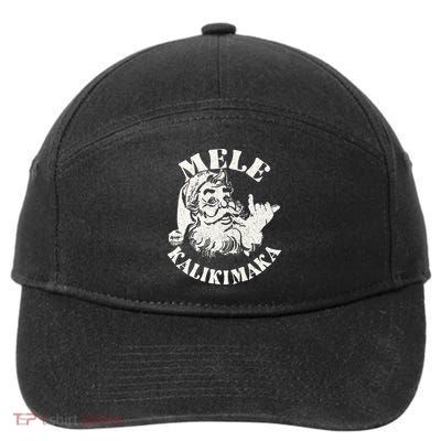 Retro Christmas Mele Kalikimaka Santa Claus Shaka Hawaii 7-Panel Snapback Hat