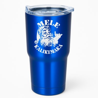 Retro Christmas Mele Kalikimaka Santa Claus Shaka Hawaii Tumbler