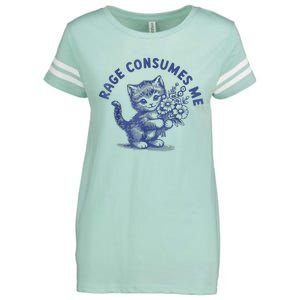 Rage Consumes Me Cat Flower Cute Kitty Cat Meme Enza Ladies Jersey Football T-Shirt