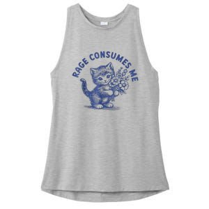 Rage Consumes Me Cat Flower Cute Kitty Cat Meme Ladies PosiCharge Tri-Blend Wicking Tank