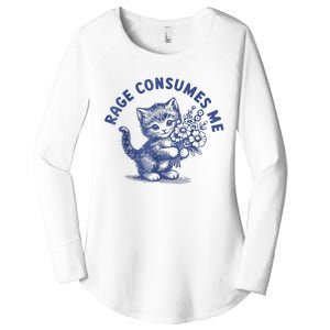 Rage Consumes Me Cat Flower Cute Kitty Cat Meme Women's Perfect Tri Tunic Long Sleeve Shirt