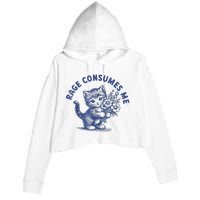 Rage Consumes Me Cat Flower Cute Kitty Cat Meme Crop Fleece Hoodie