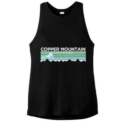 Retro Copper Mountain Colorado Distressed Skiing Ladies PosiCharge Tri-Blend Wicking Tank