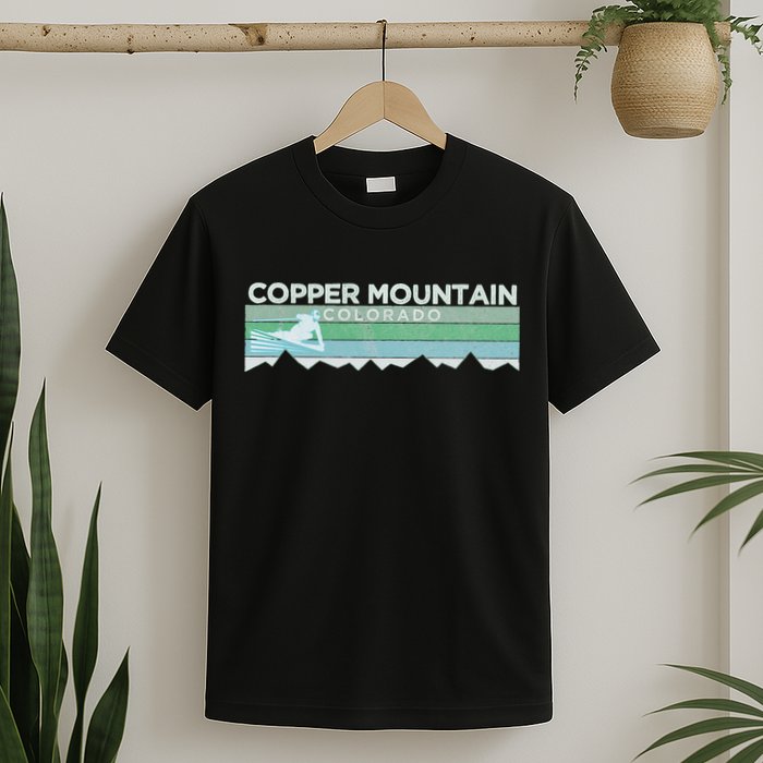 Retro Copper Mountain Colorado Distressed Skiing T-Shirt