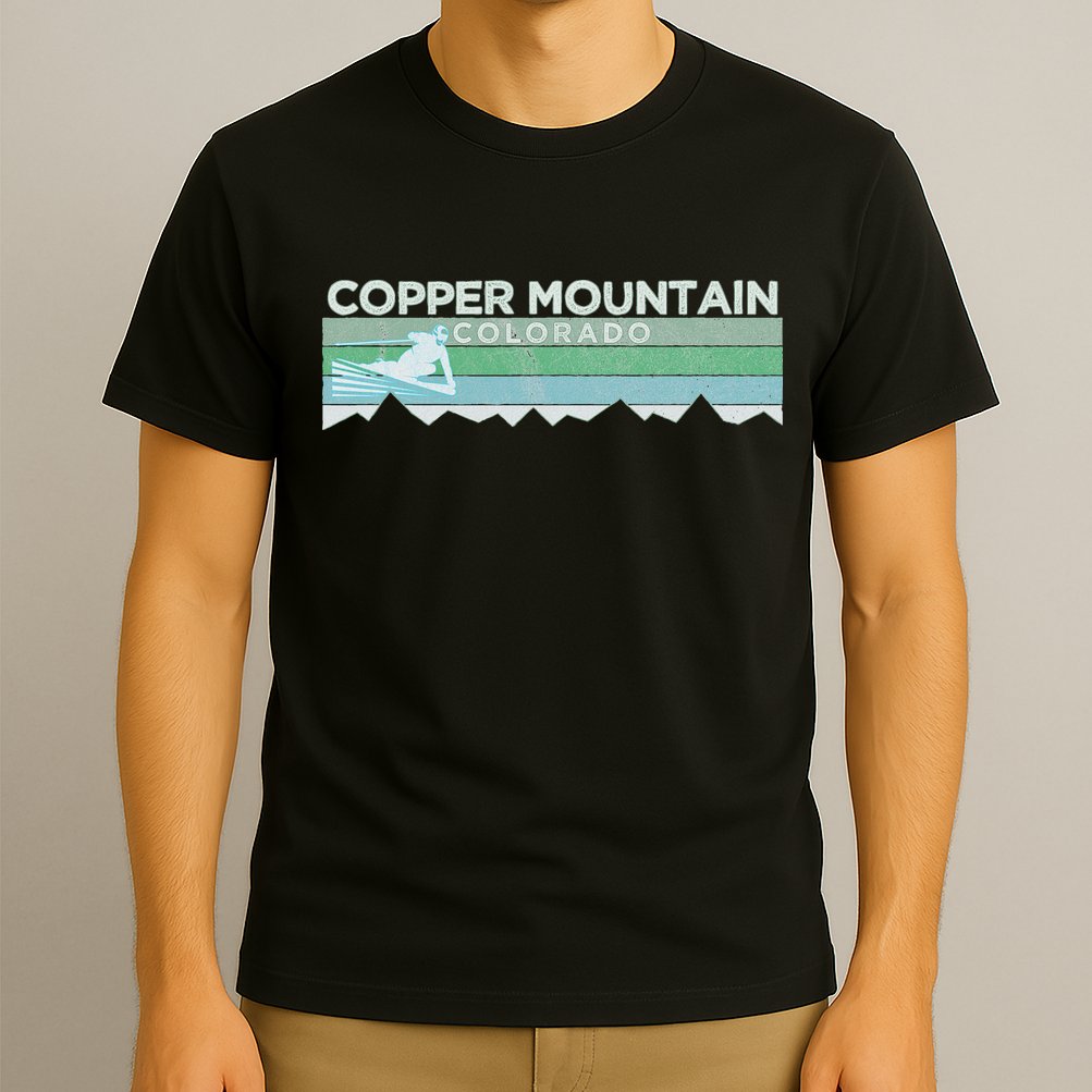 Retro Copper Mountain Colorado Distressed Skiing T-Shirt