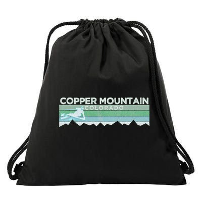 Retro Copper Mountain Colorado Distressed Skiing Drawstring Bag