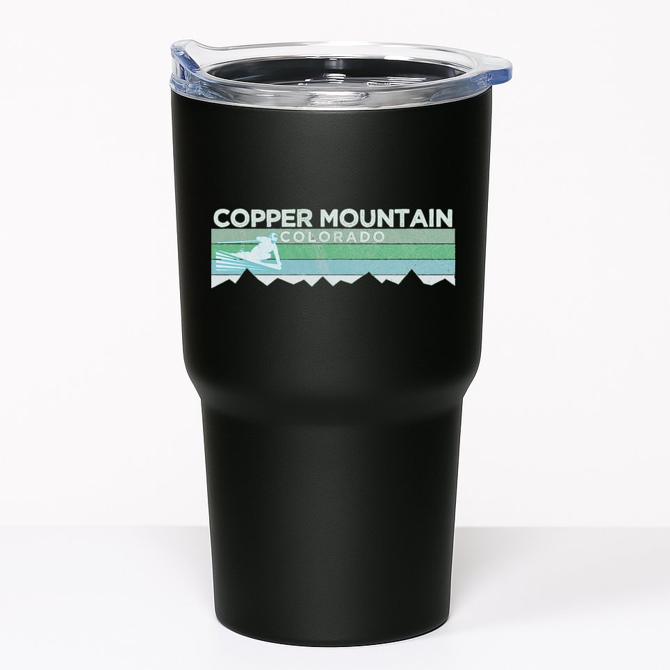 Retro Copper Mountain Colorado Distressed Skiing Tumbler