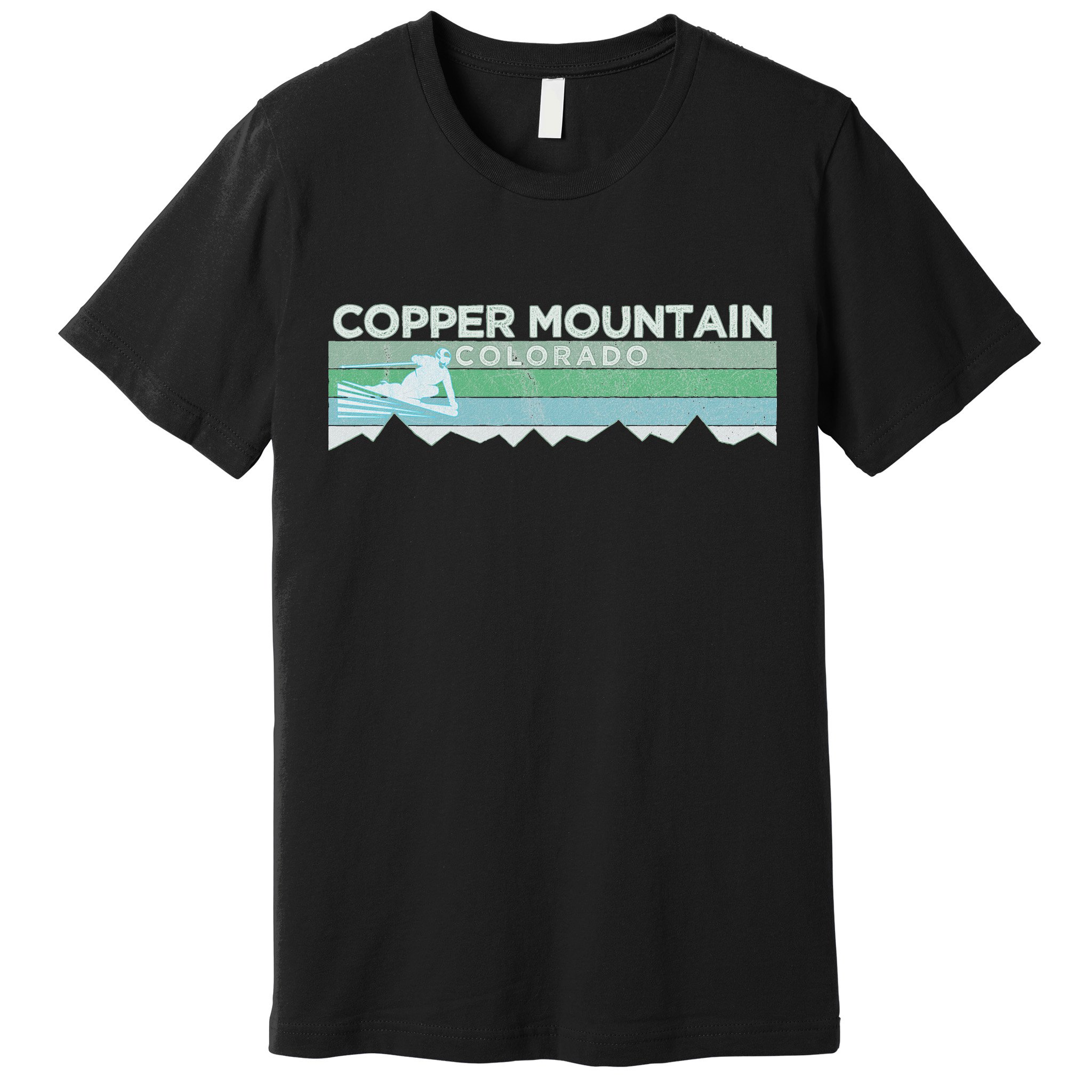 Retro Copper Mountain Colorado Distressed Skiing Premium T-Shirt