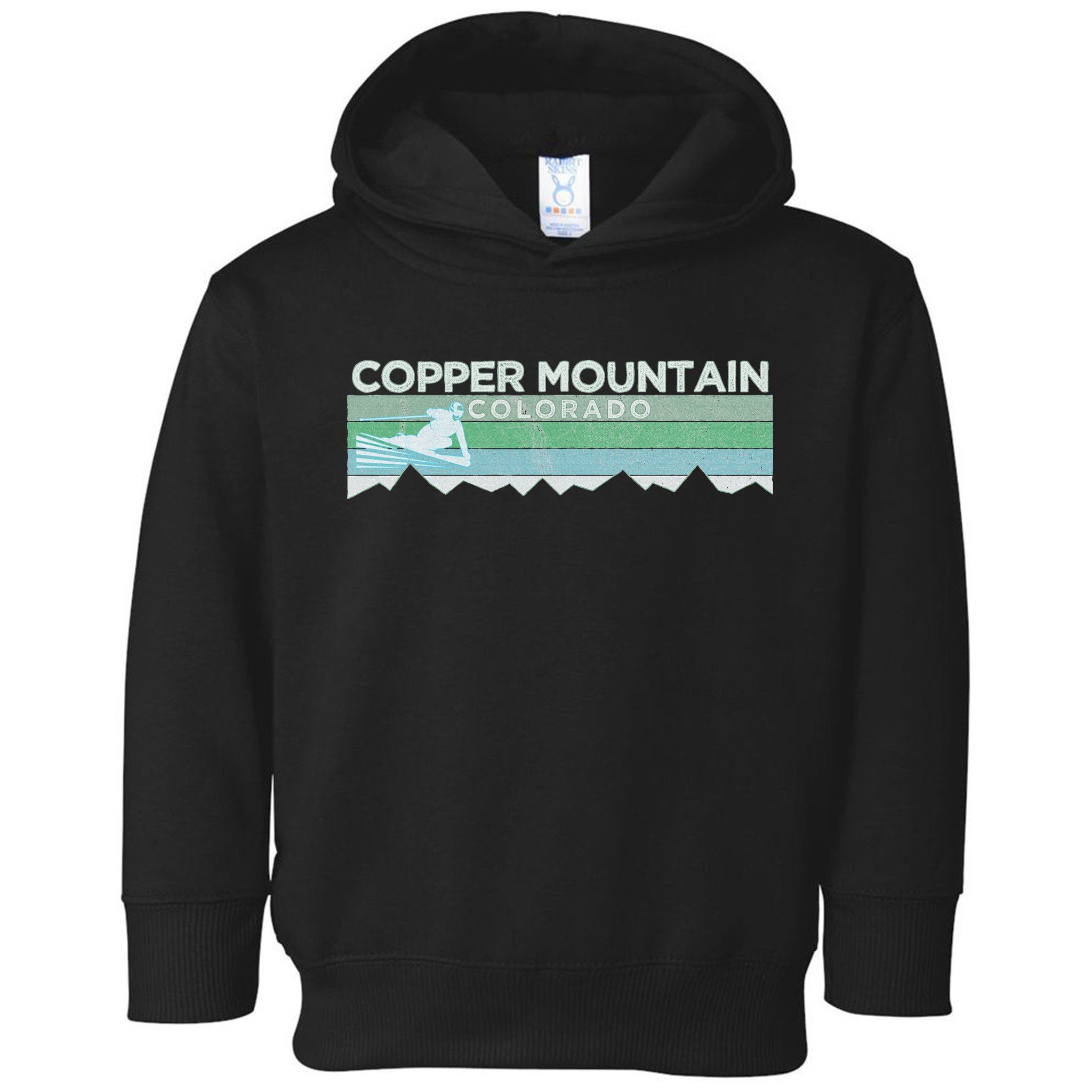 Retro Copper Mountain Colorado Distressed Skiing Toddler Hoodie