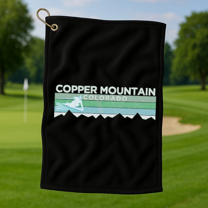 Retro Copper Mountain Colorado Distressed Skiing Golf Towel