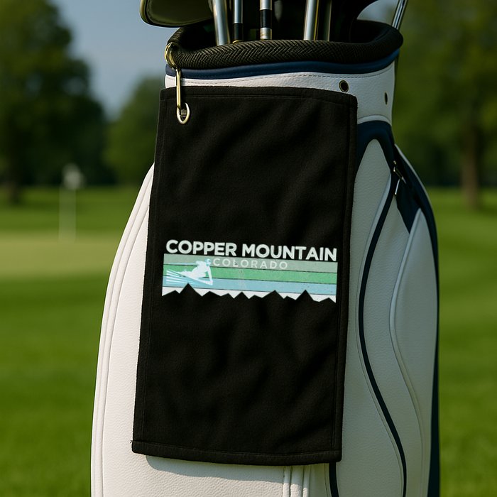 Retro Copper Mountain Colorado Distressed Skiing Golf Towel
