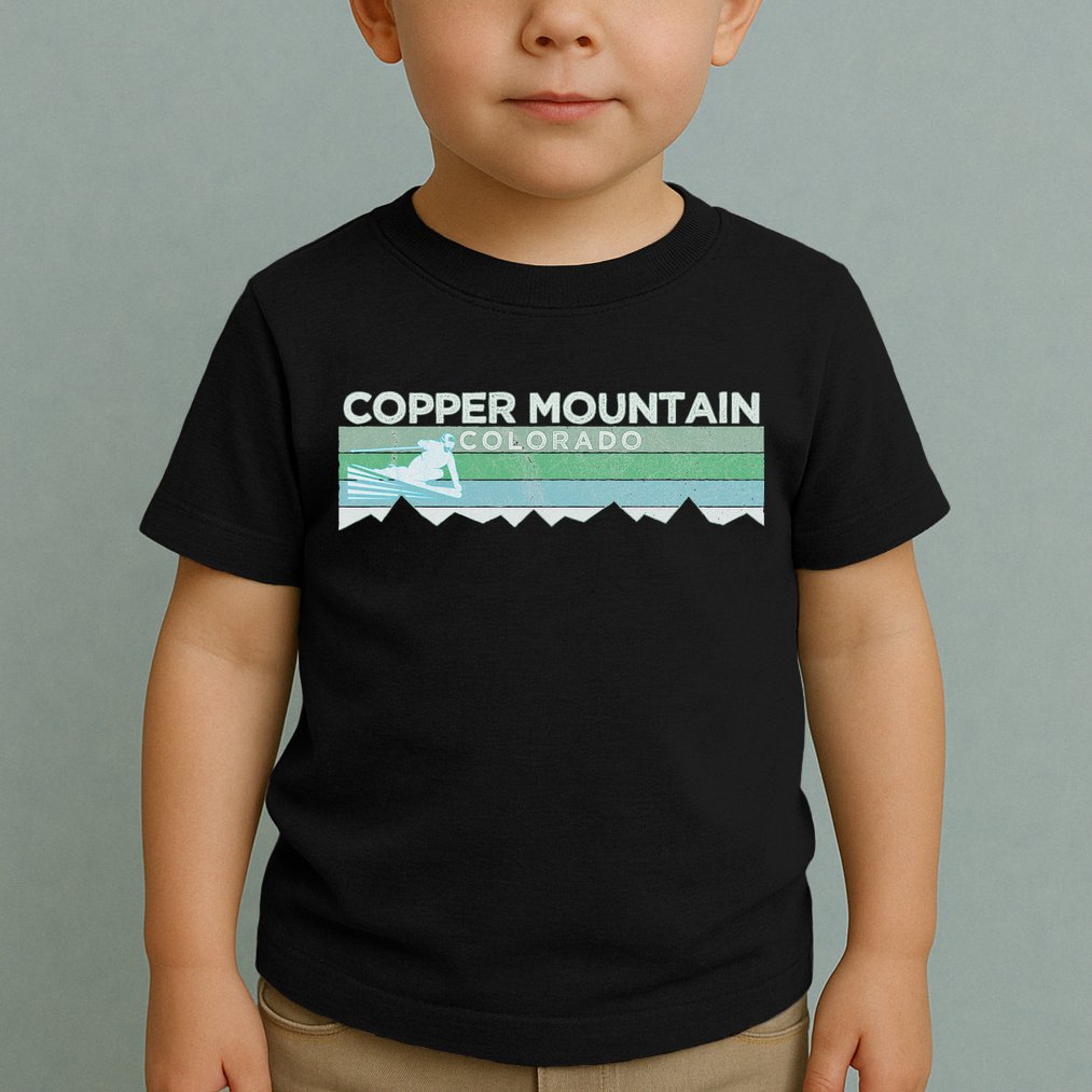 Retro Copper Mountain Colorado Distressed Skiing Toddler T-Shirt