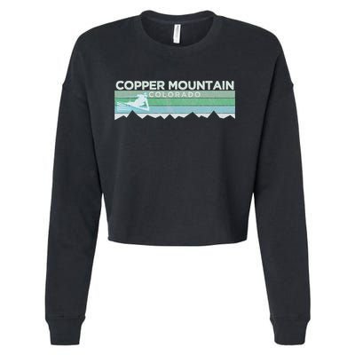 Retro Copper Mountain Colorado Distressed Skiing Cropped Pullover Crew