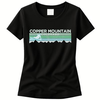 Retro Copper Mountain Colorado Distressed Skiing Womens T-Shirt